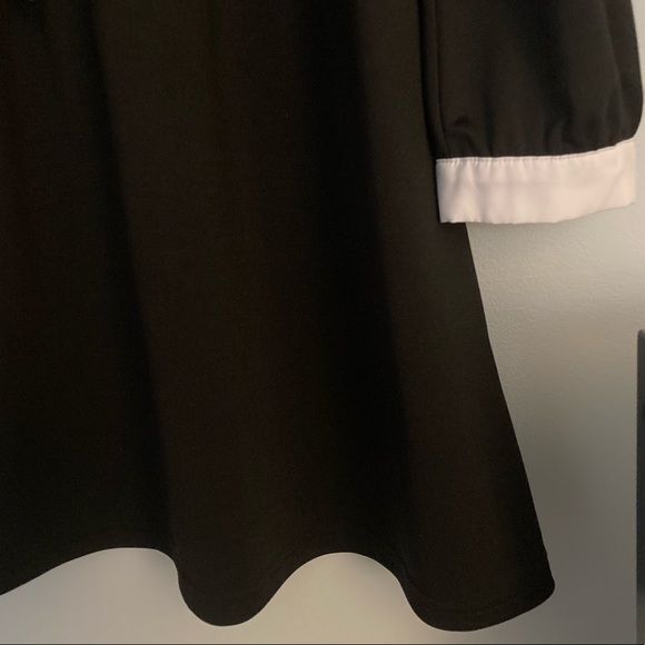 Black Long Sleeve Collar Dress Fit and Flare Size XL Wednesday Dress - Picture 3 of 4
